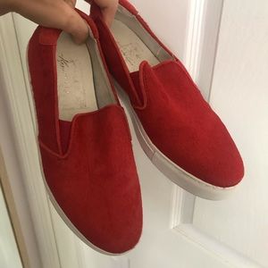 Kenneth Cole Red Ponyhair Slip Ons